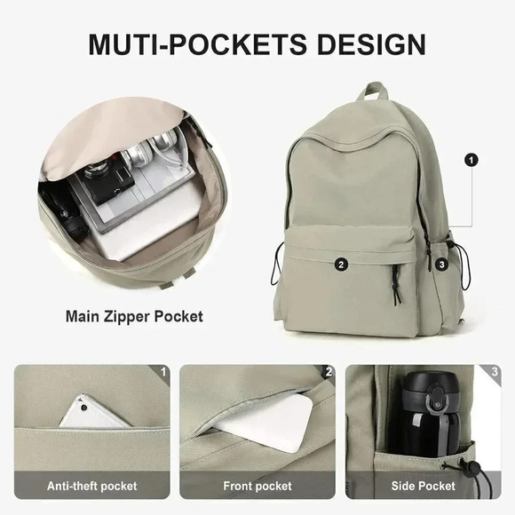 Lightweight Backpack for  Women School Book Bag Waterproof Casual Backpack Bag - Picture 3 of 7